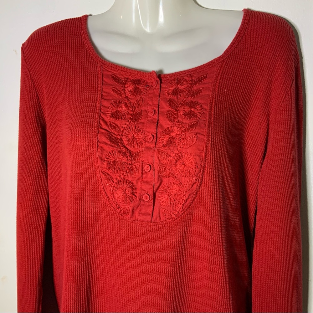 Lucky Brand Red waffle Thermal Long Sleeve Tee Shirt SZ XL - Picture 3 of 7